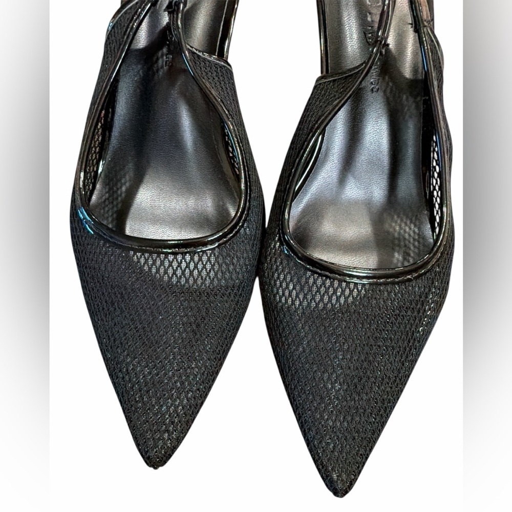 Wild Diva Lounge Mesh Kitten Heels Size 7 Black Slingback Pointed Toe NEW - Picture 4 of 12